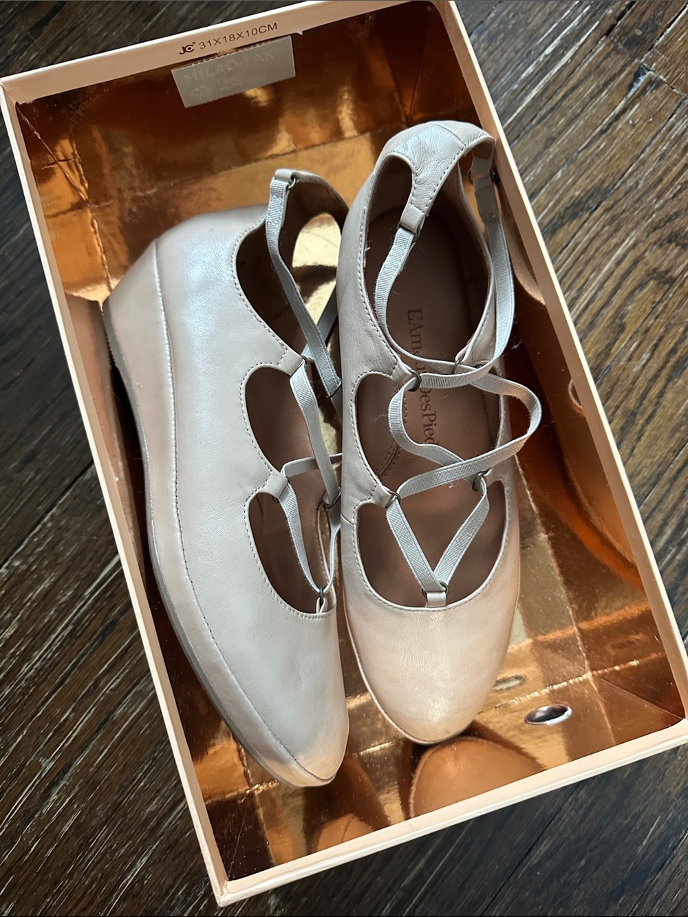 L’Amour des Pieds Pale Pink Platform Mary Jane Ballet Flats with Straps